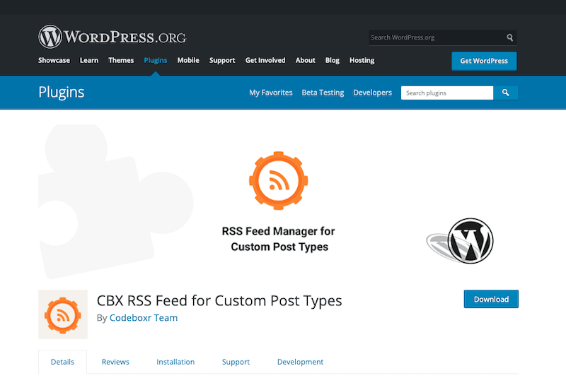 CBX RSS Feed for Custom Post Types
