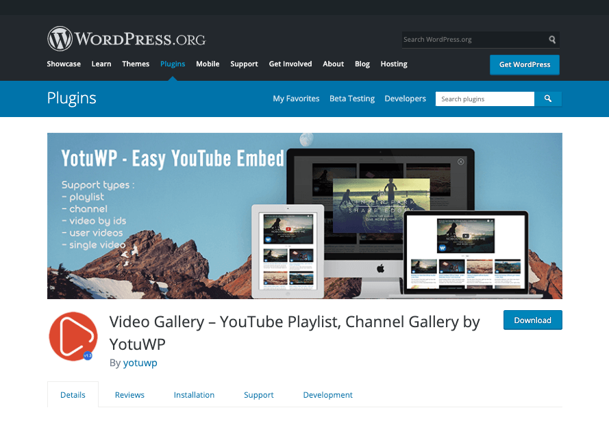 Channel Gallery by YotuWP plugin