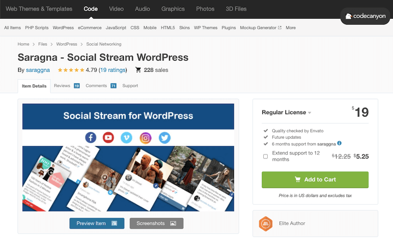 Saragna Social Stream WordPress