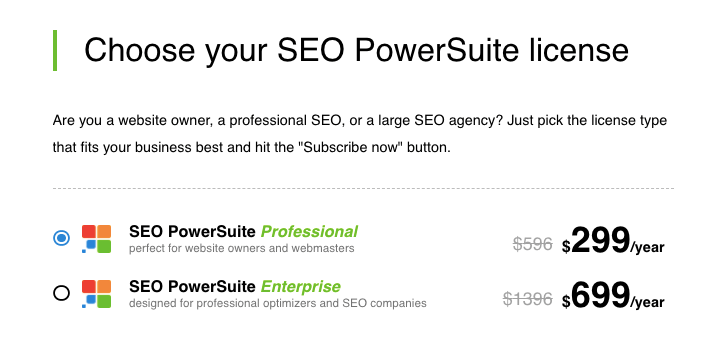 SEO PowerSuite Pricing