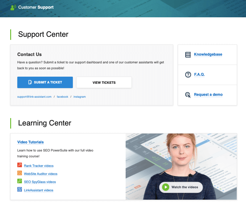 SEOPowerSuite Support Portal
