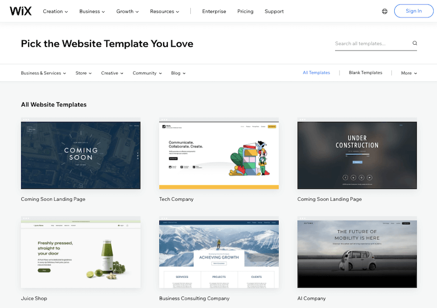 Wix template Library