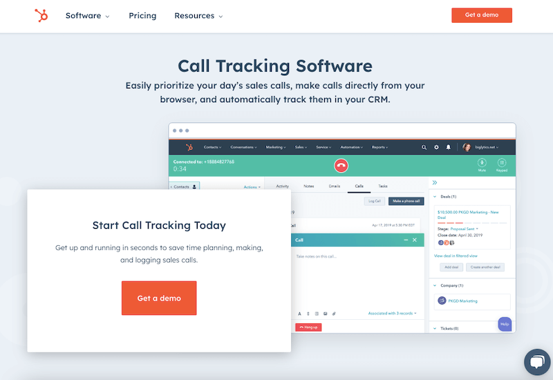 Hubspot’s call tracking