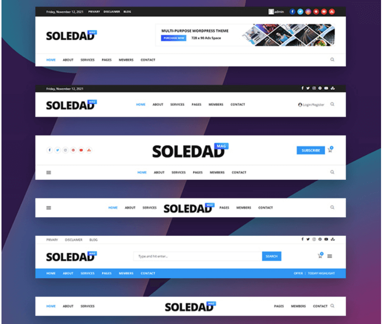 Soledad Theme Header Builder